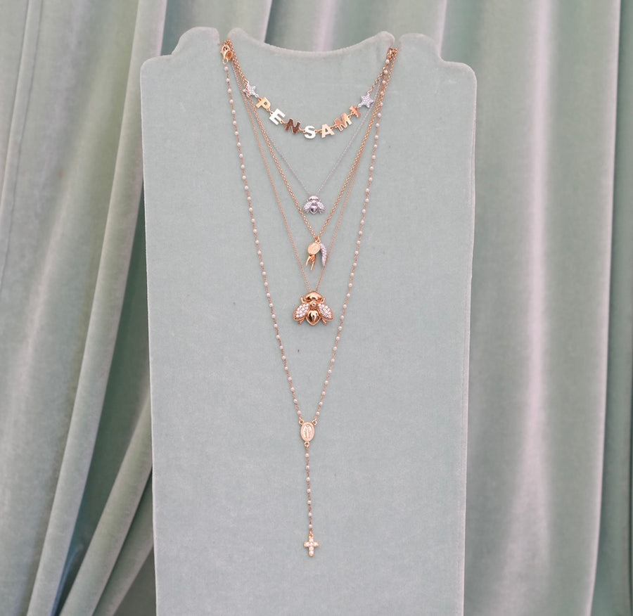 Collana con diamante simulato solitario / Collana con Collana con diamante simulato solitario / Collana con