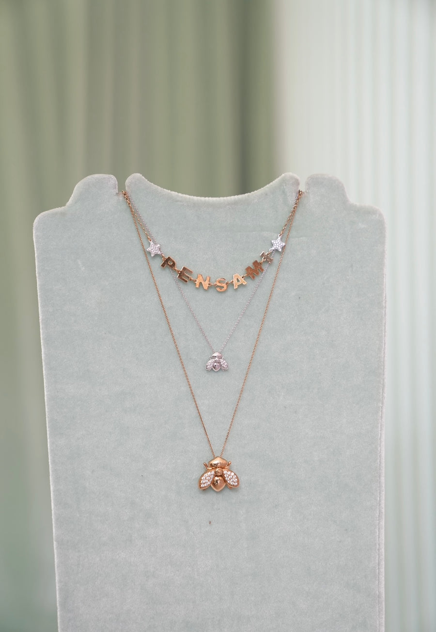 Collana lunga argento 925 Ape e Giada verde | Loves Animals Collana lunga argento 925 Ape e Giada verde | Loves Animals